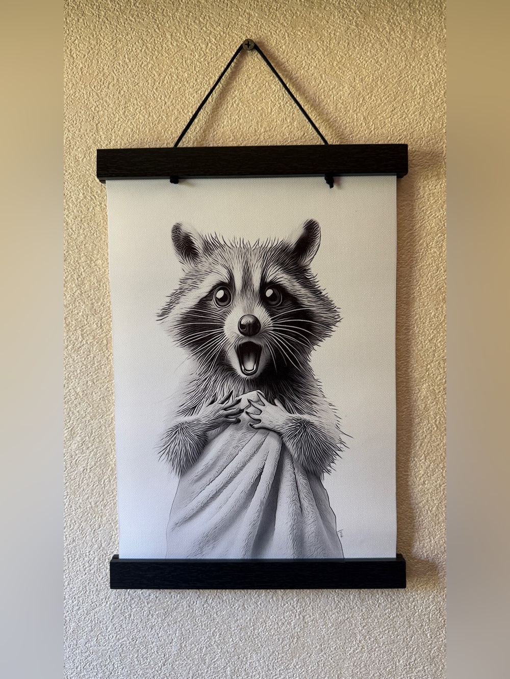 Cute Surprised Raccoon Canvas Print 8x12” Magnetic Wood Frame